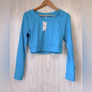 L.A. SOCIETY Turquoise Blue Crop Workout Top NWT